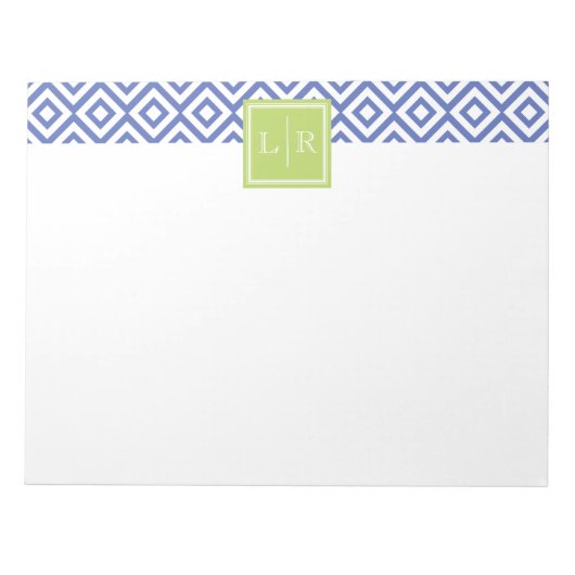 Bloc-note Motif Diamants Bleus et Monogramme (Devant)