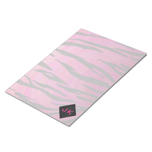 Bloc-note Motif d'impression monogramme rose et noir (Incliné)