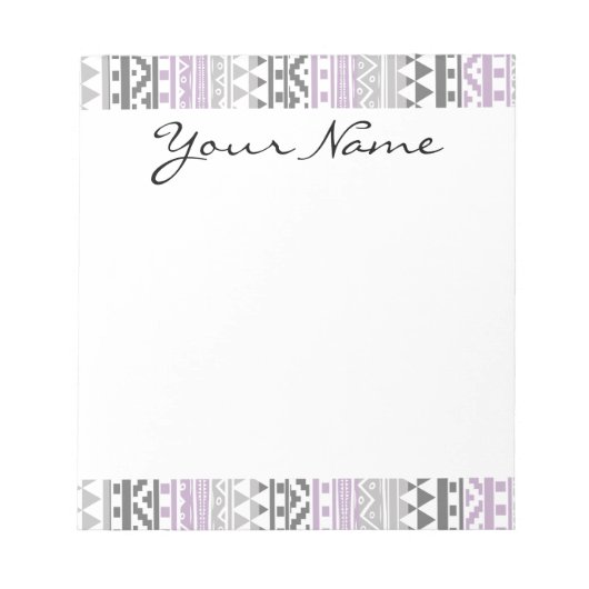 Bloc-note Motif d'impression tribal Aztec géométrique gris v (Devant)