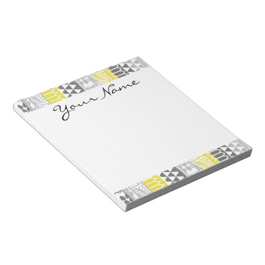 Bloc-note Motif d'impression tribal Aztec Gray Jaune (Incliné)