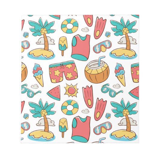 Bloc-note motif drôle vacances d'été plage (Devant)
