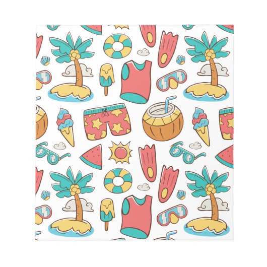Bloc-note motif drôle vacances d'été plage (Devant)
