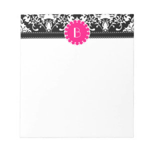 Bloc-note Motif élégant damassé avec monogramme