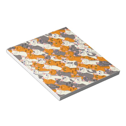 Bloc-note Motif en diagonale du chat noir blanc gingembre (Incliné)