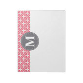 Bloc-note Motif en treillis fleuri rose monogramme (Tourné)