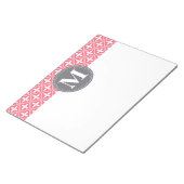 Bloc-note Motif en treillis fleuri rose monogramme (Incliné)