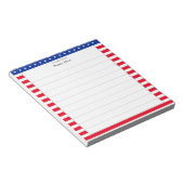 Bloc-note Motif étoile et rayures rouges et blanches lignées (Incliné)