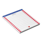 Bloc-note Motif étoile, rayures rouges et blanches & lignes  (Incliné)