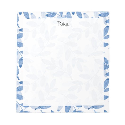 Bloc-note Motif Feuille d'aquarelle bleu (Devant)