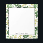 Bloc-note Motif Feuille de fleurs d'aquarelle personnalisé<br><div class="desc">Bloc-notes verdoyant personnalisable. Il est doté d'une verdure aquarelle et d'une motif fleurie. Personnalisez en ajoutant des noms et d'autres détails Ce bloc-notes motif verdoyant est parfait comme cadeau.</div>