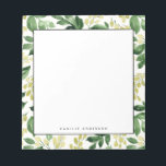 Bloc-note Motif Feuille de fleurs d'aquarelle personnalisé<br><div class="desc">Bloc-notes verdoyant personnalisable. Il est doté d'une verdure aquarelle et d'une motif fleurie. Personnalisez en ajoutant des noms et d'autres détails Ce bloc-notes motif verdoyant est parfait comme cadeau.</div>