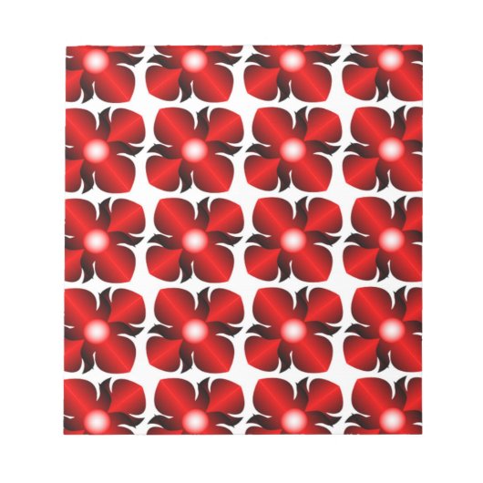 BLOC-NOTE MOTIF FLEURS ROUGES (Devant)