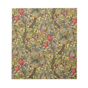 Bloc-note Motif floral antique Lily dorée de William Morris