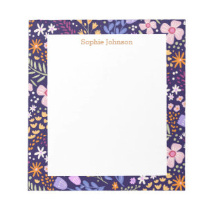 Bloc-note Motif floral aquarelle joli personnalisé