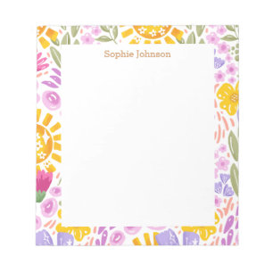 Bloc-note Motif floral aquarelle joli personnalisé