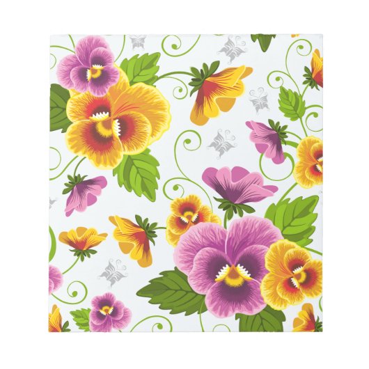 Bloc-note Motif floral jaune et rose (Devant)