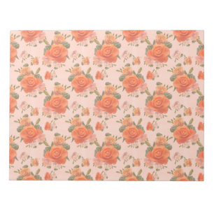 Bloc-note motif floral rose orange rose mariage printemps