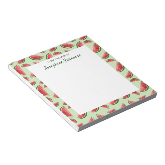 Bloc-note Motif Fruit De Pastèque Sur Vert Avec Texte Person (Incliné)
