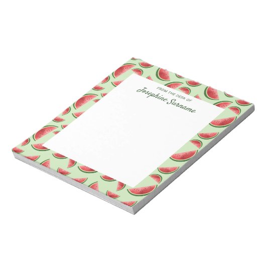 Bloc-note Motif Fruit De Pastèque Sur Vert Avec Texte Person (Tourné)