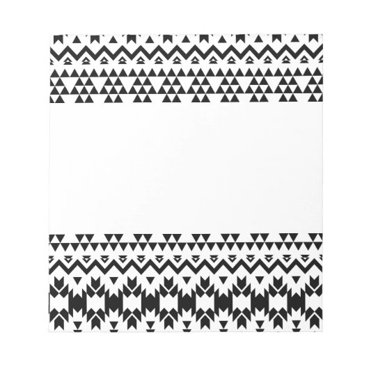 Bloc-note Motif géométrique Aztec noir et blanc (Devant)