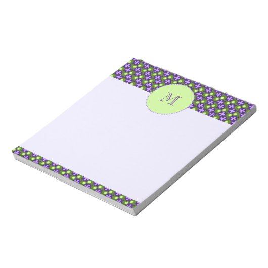 Bloc-note Motif géométrique moderne, tons vert & violet (Tourné)