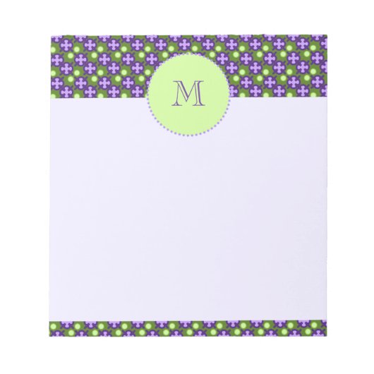 Bloc-note Motif géométrique moderne, tons vert & violet (Devant)