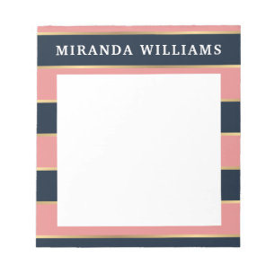 Bloc-note Motif Gras Rose Bleu Gold