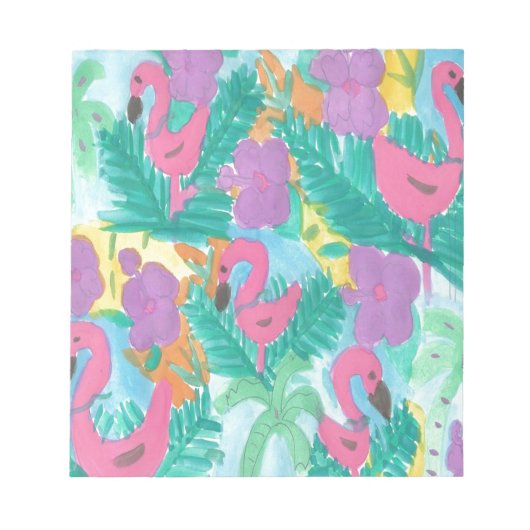 Bloc-note Motif Jungle Tropical Flamant Rose (Devant)