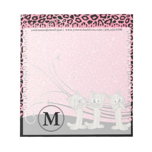 Bloc-note Motif léopard rose avec chats amusants (Devant)