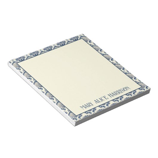 Bloc-note Motif marine bleu et crème (Incliné)