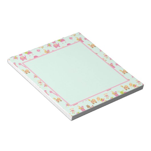Bloc-note Motif mignon avec Animaux et Jouets heureux (Incliné)