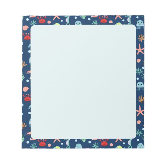 Bloc-note Motif mignon de vie marine de l'océan (Devant)