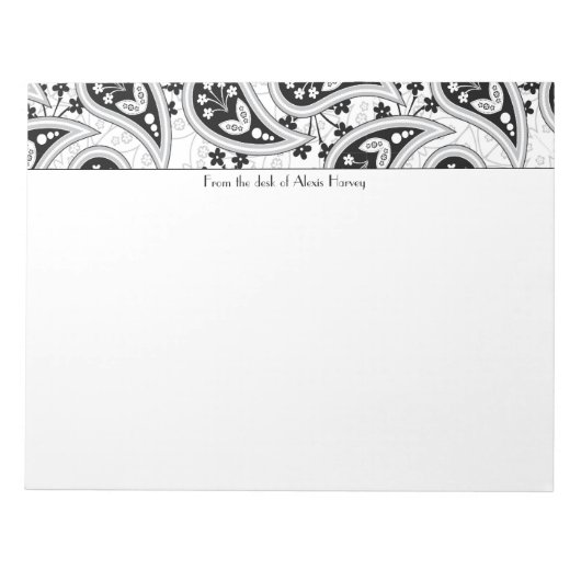 Bloc-note Motif noir et blanc Paisley (Devant)