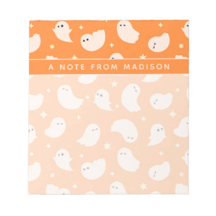 Bloc-note Motif Orange Ghost Doodle