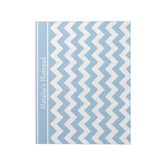 Bloc-note Motif Pale Blue et White Chevrons (Tourné)