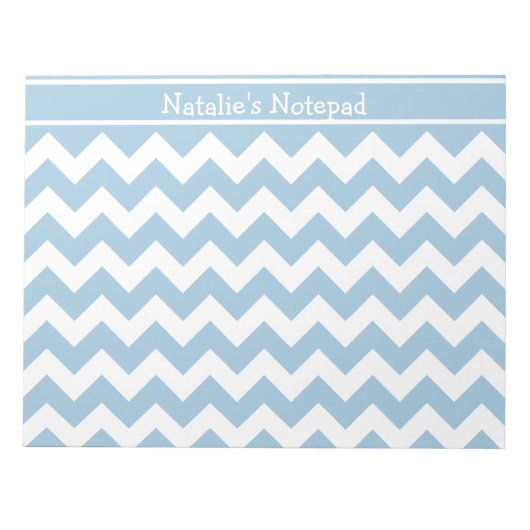 Bloc-note Motif Pale Blue et White Chevrons (Devant)