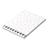 Bloc-note Motif Patte de Chien Coeurs Roses (Tourné)