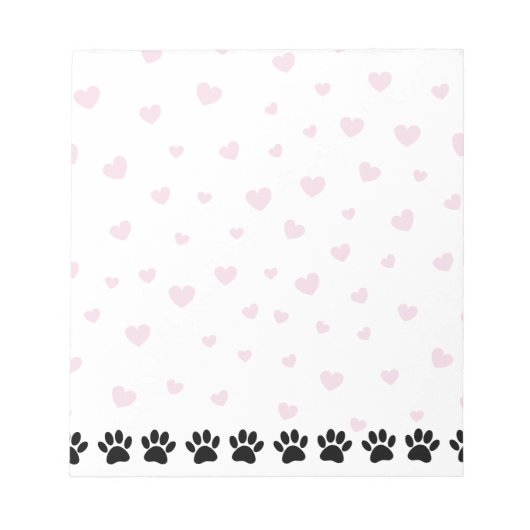 Bloc-note Motif Patte de Chien Coeurs Roses (Devant)