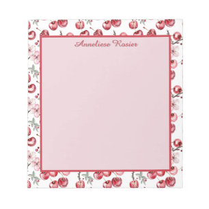 Bloc-note Motif personnalisé de cerises et de fleurs de ceri