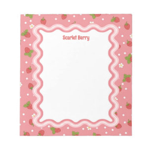 Bloc-note Motif personnalisé de fraise à bordure ondulée
