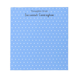 Bloc-note Motif Pois Blanc Sur Pastel Blue Custom