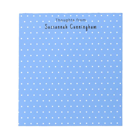 Bloc-note Motif Pois Blanc Sur Pastel Blue Custom (Devant)