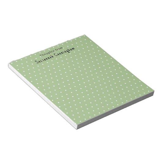 Bloc-note Motif Pois Blanc Sur Pastel Green Custom (Incliné)