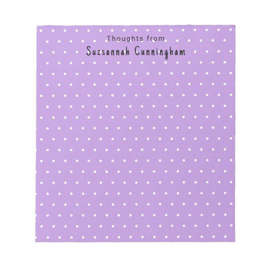 Bloc-note Motif Pois Blanc Sur Pastel Purple Personnalisé (Devant)