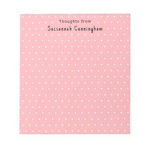 Bloc-note Motif Pois Blanc Sur Pastel Rose Personnalisé