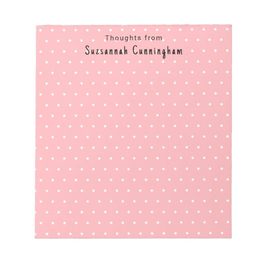 Bloc-note Motif Pois Blanc Sur Pastel Rose Personnalisé (Devant)