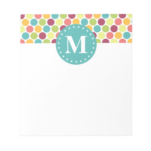 Bloc-note Motif Pois coloré avec Monogramme (Devant)