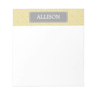 Bloc-note Motif principal grec jaune et gris