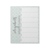 Bloc-note Motif Quatrefoil gris et Mint du planificateur heb (Tourné)