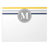 Bloc-note Motif rayé bleu bleu marine Monogramme (Devant)
